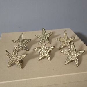 Gold Starfish Napkin Rings Set of 6